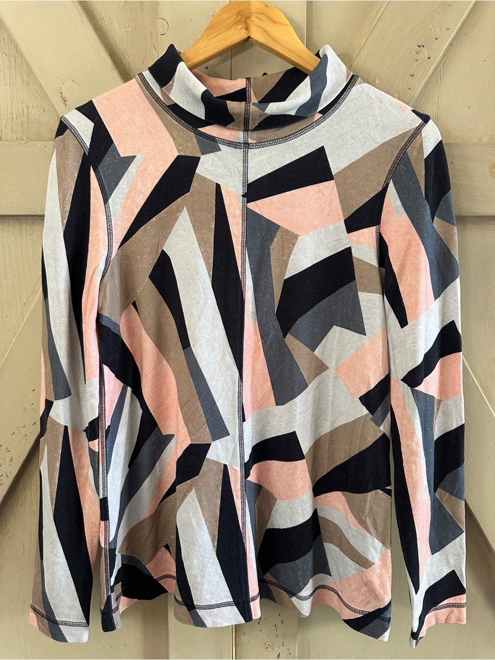 COS Abstract Geometric Print Long Sleeve Top Size Medium